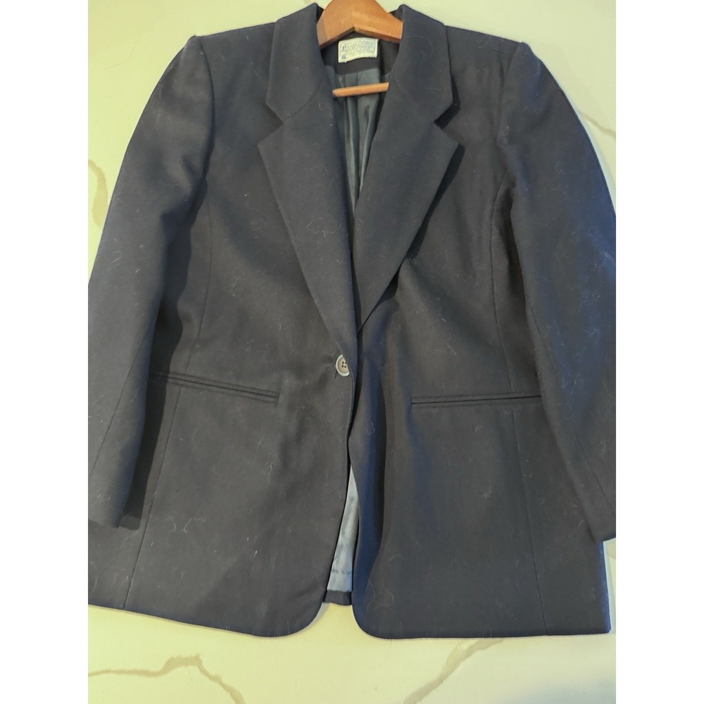 Vintage Miss Pendleton 100% Virgin Wool USA‎ Navy Blue Blazer Tag Sz 14